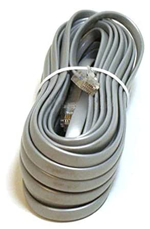 Monoprice 100942 Phone Cable 25ft Silver Satin RJ12 Data
