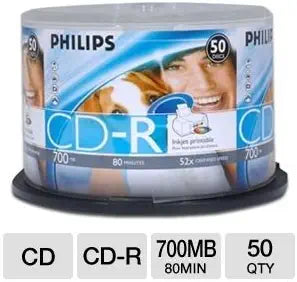 Philips CR7D5JB50/17 Printable 52X CDR - 50 Pack — main product image