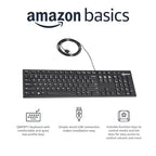 Amazon Basics Full-Sized Wired QWERTY Keyboard with Media Controls