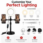 Acuvar 6-Inch LED Ring Light with Dual Phone Holders