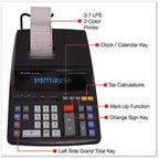 Sharp EL2196BL Standard Function Printing Calculator Black