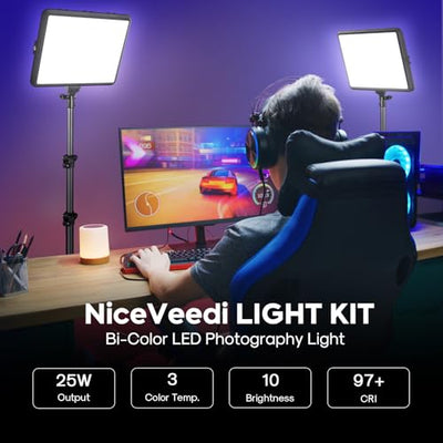 NiceVeedi 25W LED Video Lighting Kit with Tripod Stands