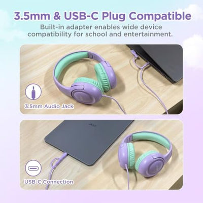 Acer HK03 Kids Volume-Limiting Wired Over-Ear Headphones
