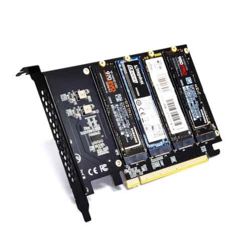 TukeSM PCIe 4.0 x16 Quad NVMe M.2 Adapter Card — main product image