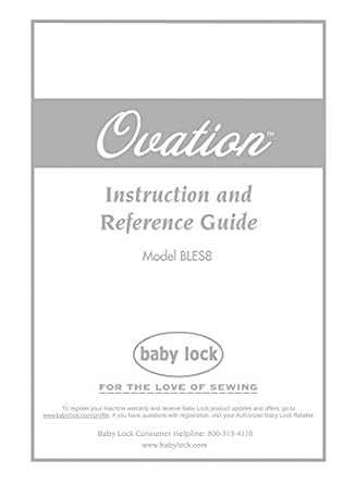 Misc Ovation BLES8 Baby Lock Ovation Serger Instruction Manual