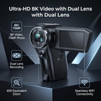 Diydeg Dual-Lens 8K Vlogging Video Camera with Rotatable Screen