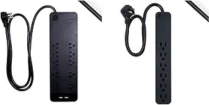 GE Surge Protector Power Strip 6-Outlet 2ft Cord