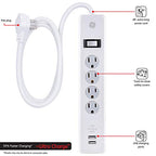 GE 36391 4-Outlet Surge Protector 2 USB Ports
