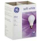 GE 97492 Soft White 25W A19 Incandescent Bulbs 2-Pack
