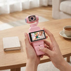 ASHATA Handheld 4K POV Vlogging Camera with Rotating Lens