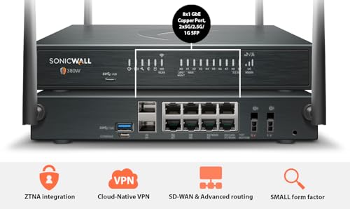 SonicWall TZ380W Wireless Next-Gen Firewall Upgrade Bundle — main product image