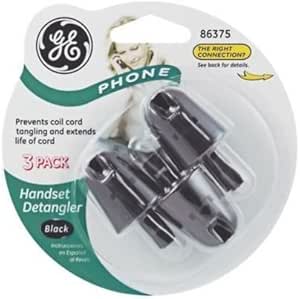 GE 1173930 Telephone Cord Detangler 3-Pack Black — main product image