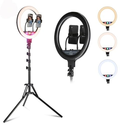 HBCDAAQ Voice-Controlled Circular Selfie Ring Light with Tripod