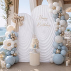 HANGING BULBS White Waterfall Draped Arch Backdrop Cover Set