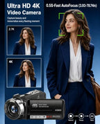 THPACIP 4K Ultra HD Vlogging Camcorder with Night Vision