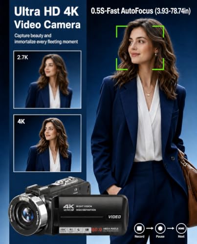 THPACIP 4K Ultra HD Vlogging Camcorder with Night Vision — main product image