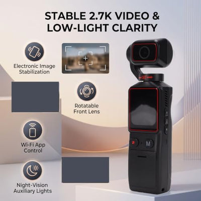 Fockety 2.7K Vlogging Camera with WiFi and Image Stabilization