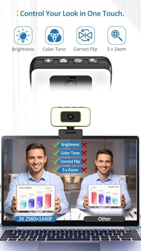 Majiphi 2K Streaming Webcam with Smart Control Buttons