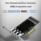 Raxmolo 4-Port PCIe to USB 3.2 Gen 2 Expansion Card