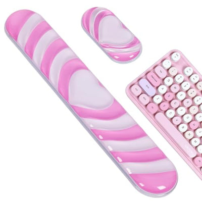 L-SPOUTTO Pink Gel Wrist Rest Set for Keyboard and Mouse