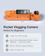 CGXUED Pocket Vlogging Camcorder with 180° Rotating Lens