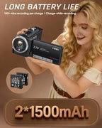 Fxmug QHD 2.7K Vlogging Camcorder with Flip Screen