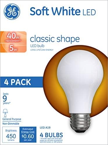 GE 32577 Soft White A19 LED Light Bulb 4-Pack
