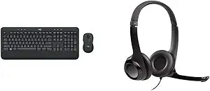 Logitech MK545 Keyboard Mouse Combo & H390 Headset Bundle