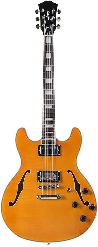 Monoprice 610924 Orange Semi-Hollow Body Electric Guitar