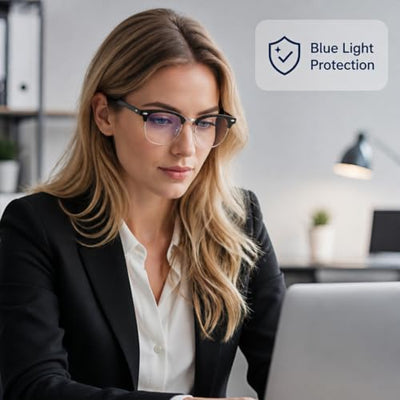 Hiiooweiyi Semi-Rimless Blue Light Blocking Computer Glasses