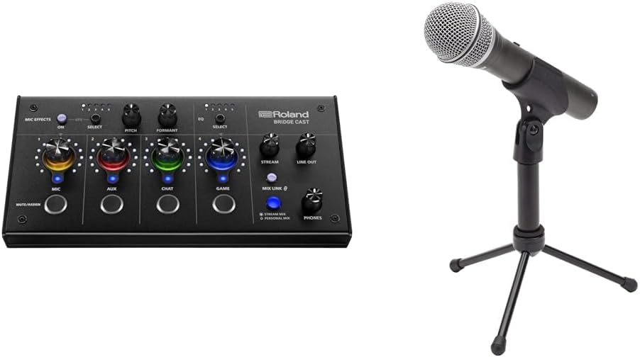 Roland BRIDGE CAST Mixer Samson Q2U USB/XLR Microphone Bundle