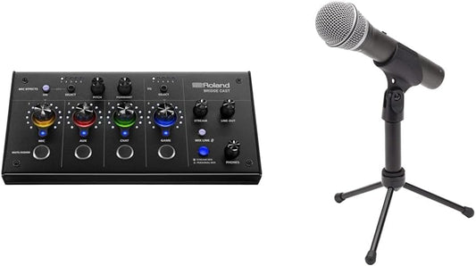 Roland BRIDGE CAST Mixer Samson Q2U USB/XLR Microphone Bundle
