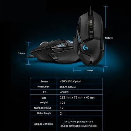 Logitech MR0076 G502 Hero Gaming Mouse