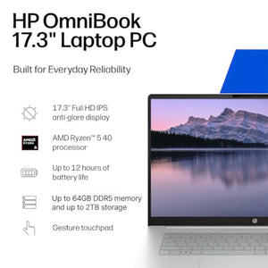 HP OmniBook 17.3" Touchscreen AI Laptop, Ryzen 5, 1TB SSD