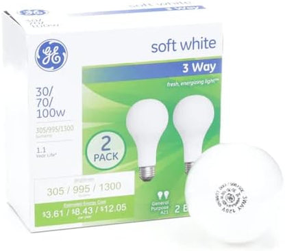 GE 32299 Classic 3-Way Incandescent Light Bulb 2-Pack