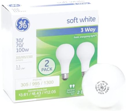 GE 32299 Classic 3-Way Incandescent Light Bulb 2-Pack