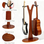 PUNK Dual Guitar Floor Stand in Solid Sapele Wood