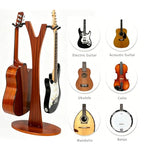PUNK Dual Guitar Floor Stand in Solid Sapele Wood