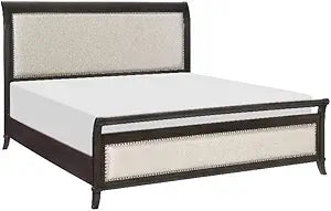 Lexicon Hebron EKing Bed Upholstered Headboard Dark Cherry — main product image