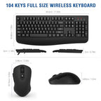 EDJO 2.4G Wireless Keyboard and Mouse Combo with Wrist Rest