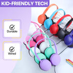 Wensdo Kids Wired On-Ear Classroom Headphones, Bulk Set