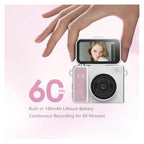 NKVADZBSFEP 2K Retro Thumb Keychain Camera with Flip Screen