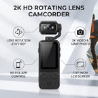 Zerodis 2K POV Action Camera with 270° Rotating Lens