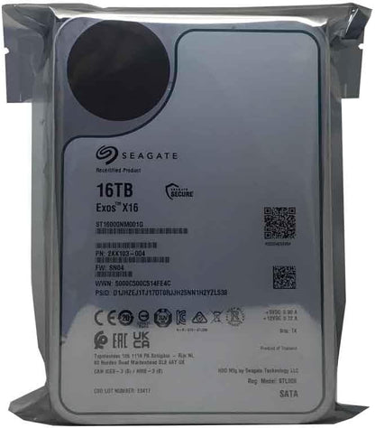 Seagate Exos X16 16TB 7200 RPM SATA 6Gb/s Enterprise HDD Renewed