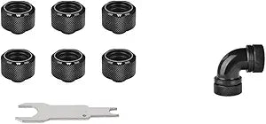 Thermaltake Pacific Black PETG 16mm Compression Fittings — main product image