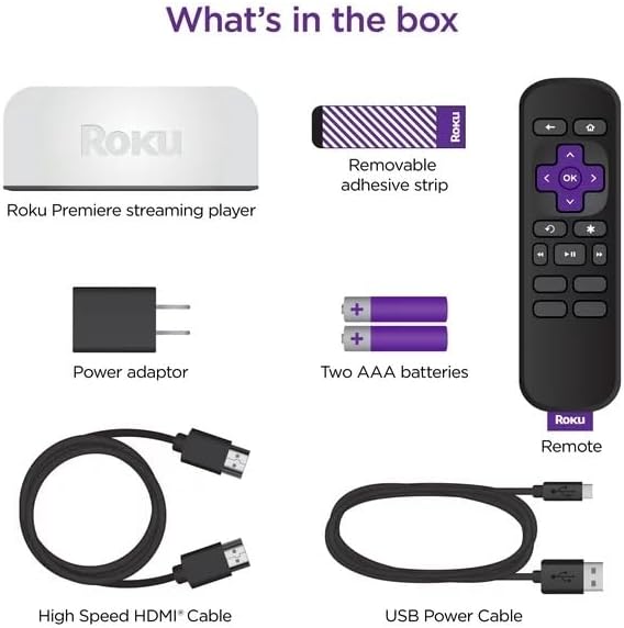Roku 3920RW-SW Premiere 4K HDR Streaming Media Player + HDMI