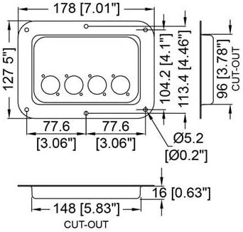 Penn-Elcom D024K Recess Dish: 4 x D-Series Connector Panel