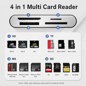 Diliichar 4-in-1 Memory Card Reader for Lightning and USB-C
