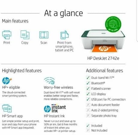 HP Deskjet 2742E Limited Edition Color Printer Renewed