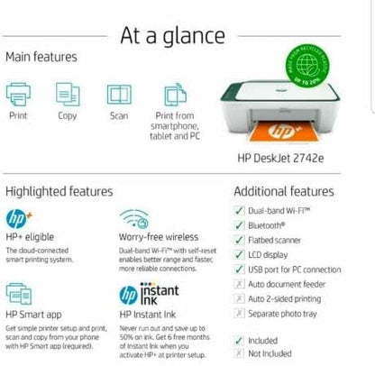 HP Deskjet 2742E Limited Edition Color Printer Renewed